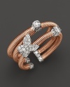 Scattered diamonds with butterfly silhouette set in 14K rose gold.