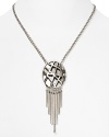 Inject some serious edge into your jewel box with this caged pendant necklace from Low Luv by Erin Wasson, crafted for a tough-chic look from silver plated metal.