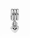 Add instant movement and dimension to your bracelet with PANDORA's dangling heart charm in polished sterling silver.