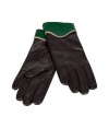 Punctuate your winter wardrobe with sleek, eye-catching accessories like Jil Sander Navys black and green leather gloves - Artfully crafted from ultra-supple lamb leather and fashionably colorblocked - Classically slim, second-skin fit - Polished and chic, ideal for any number of occasions - Pair with parkas, ponchos and wool or cashmere coats