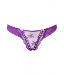 Super sexy candy purple Artistry thong by Elle MacPherson Intimates - This supermodel-approved thong is sultry with a feminine, refined lookSheer lace with ribbon and bow details and a classic cut - Looks great under every outfit Super sexy candy purple Artistry thong by Elle MacPherson Intimates - This supermodel-approved thong is sultry with a feminine, refined lookSheer lace with ribbon and bow details and a classic cut - Looks great under every outfit