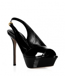 Super sexy black patent platform sandals from Sergio Rossi - Conjure you inner sex kitten in these undeniably sultry heels - Patent leather with front platform and stiletto heel - Pair with fishnets, a pencil-cut sheath dress, and a statement necklace Super sexy black patent platform sandals from Sergio Rossi - Conjure you inner sex kitten in these undeniably sultry heels - Patent leather with front platform and stiletto heel - Pair with fishnets, a pencil-cut sheath dress, and a statement necklace