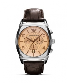 Making subtle use of texture, Emporio Armani's stainless steel watch is a strong day-to-day choice. Whether worn with a suit or a sweater, this piece adds classic cool to your look. Making subtle use of texture, Emporio Armani's stainless steel watch is a strong day-to-day choice. Whether worn with a suit or a sweater, this piece adds classic cool to your look.