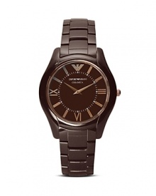 Attend to the daily details with Emporio Armani's bold bracelet watch. With a slim face and ceramic bracelet, this timely piece adds round-the-clock impact. Attend to the daily details with Emporio Armani's bold bracelet watch. With a slim face and ceramic bracelet, this timely piece adds round-the-clock impact.