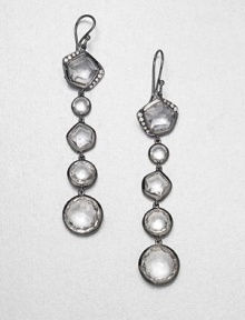 From the Wicked Collection. A long and elegant style with faceted clear quartz stones in blackened sterling silver accented with dazzling diamonds. Black rhodium-plated sterling silverClear quartzDiamonds, .09 tcwDrop, about 1Hook backImported 