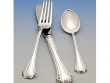 This sterling silver pattern is an adaptation from one of cabinet maker Thomas Chippendales designs called the double scroll. A beautiful design that is sure to enhance any formal table setting. This sterling silver pattern is an adaptation from one of cabinet maker Thomas Chippendales designs called the double scroll. A beautiful design that is sure to enhance any formal table setting.