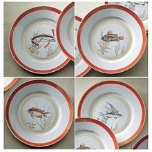 An Alberto Pinto creation for Raynaud, with every piece carefully studied, each one bearing its own story. Cristobal is a vibrant coral pattern rich in elegance. Fish Dinner Plates are Numbered 1-4 clockwise from top left. An Alberto Pinto creation for Raynaud, with every piece carefully studied, each one bearing its own story. Cristobal is a vibrant coral pattern rich in elegance. Fish Dinner Plates are Numbered 1-4 clockwise from top left.