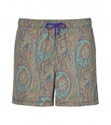 With their cool coloring and characteristic paisley print, Etros swim trunks are a chic way to liven up beachside looks - Elasticized drawstring waistline, purple tie, side slit pockets - Wear in the water with your favorite sunglasses, or post swim with a bright polo and leather sandals