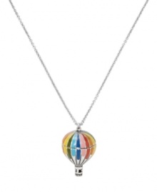 Up, up and away! Take your look to a whole, new level in Fossil's adorable hot air balloon pendant. A multicolored enamel surface brings this design to life, while the pendant actually opens to reveal a chubby bird inside! Setting and long chain crafted in silver tone mixed metal. Approximate length: 30 inches + 2-inch extender. Approximate drop: 1-1/2 inches. Up, up and away! Take your look to a whole, new level in Fossil's adorable hot air balloon pendant. A multicolored enamel surface brings this design to life, while the pendant actually opens to reveal a chubby bird inside! Setting and long chain crafted in silver tone mixed metal. Approximate length: 30 inches + 2-inch extender. Approximate drop: 1-1/2 inches.