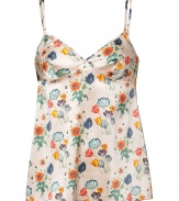 Stylish camisole top made from fine, beige silk stretch - Feminine floral print in a typical Stella McCartney look - Built in bustier and slim straps - The top falls loose, yet snug - Glamorous and sexy at the same time, a great lingerie basic for special occasions