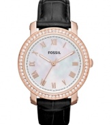A mix of feminine grace and rich design creates an Emma collection watch, by Fossil.