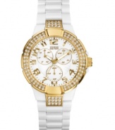 A splashy touch of glam goes with everything: add this chic watch from GUESS to your collection.