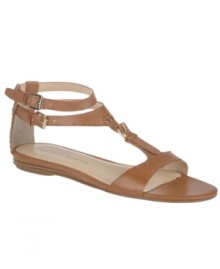 Buckle up in Franco Sarto's gladiators. The unexpected buckle detail at the vamp on the Fisco flats are super cute. Buckle up in Franco Sarto's gladiators. The unexpected buckle detail at the vamp on the Fisco flats are super cute.