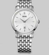 Traditional yet modern, this stainless steel quartz timepiece is sure to never go out of style. Stainless steel bracelet with deployment buckle along with the ultra slim case ensures comfort while Dauphine hands give new meaning to timeless elegance.Quartz movementRound bezelWater resistant to 3ATMDate display at 6 o'clockSecond handStainless steel case: 40mm (1.57)Stainless steel braceletImported