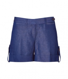 Channel chic 1970s style in these leg-baring shorts from Milly - Button tab detailed front, welt pockets, back flap pockets, button tab detailed and cuffed hem - Style with a tie-neck silk blouse or an oversized top and platform heels Channel chic 1970s style in these leg-baring shorts from Milly - Button tab detailed front, welt pockets, back flap pockets, button tab detailed and cuffed hem - Style with a tie-neck silk blouse or an oversized top and platform heels