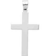 Structured and symbolic. This solid, simple cross charm makes the perfect gift of faith. Crafted in 14k white gold. Chain not included. Approximate length: 1-1/10 inches. Approximate width: 3/5 inch.
