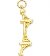 Add an intricate touch to your look with one of the modern Wonders of the World. This delicate Golden Gate Bridge charm is crafted in 14k gold. Chain not included. Approximate length: 1-1/10 inches. Approximate width: 3/10 inch.
