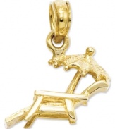 Commemorate your favorite vacation with this beach-chic charm. A detailed beach chair and umbrella is crafted in 14k gold. Chain not included. Approximate length: 7/10 inch. Approximate width: 6/10 inch.