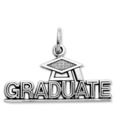 The perfect gift for your favorite grad, this commemorative charm will make the perfect addition to his/her collection. Crafted in 14k white gold. Chain not included. Approximate length: 2/3 inch. Approximate width: 9/10 inch.