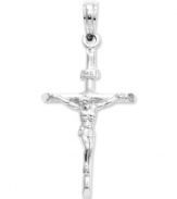 Let faith play a central role in your style. This intricate INRI, or Jesus the Nazarene, King of the Jews, crucifix charm is crafted in polished 14k white gold. Chain not included. Approximate length: 1-1/5 inches. Approximate width: 2/5 inch.