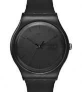 The absence of light, the epitome of cool: a blackout watch from Swatch's Black Rebel collection.