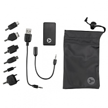 Power up a dead mobile phone battery with this emergency charger. Provides an average of 40 minutes talk time. Comes with 6 adapter tips that work with many of the most popular mobile phone models, MP3 players, and digital cameras. Adapter tips in the set include Nokia 4X tip, a Sony Ericsson tip, a Samsung tip, an LG tip, a mini USB and a micro USB. Allows simultaneous charging and use of the phone or electronic device. Unit can be recharged for use again by connecting to a USB port on a personal computer. Led light and power indicator. Works for up to 500+ charges. Power up a dead mobile phone battery with this emergency charger. Provides an average of 40 minutes talk time. Comes with 6 adapter tips that work with many of the most popular mobile phone models, MP3 players, and digital cameras. Adapter tips in the set include Nokia 4X tip, a Sony Ericsson tip, a Samsung tip, an LG tip, a mini USB and a micro USB. Allows simultaneous charging and use of the phone or electronic device. Unit can be recharged for use again by connecting to a USB port on a personal computer. Led light and power indicator. Works for up to 500+ charges.