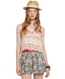 With a lace overlay and a colorful lining that really pops, this top from Bar III is essential for any modern bohemian. Pair it with flirty shorts for daytime or with a body-con maxi skirt at night! With a lace overlay and a colorful lining that really pops, this top from Bar III is essential for any modern bohemian. Pair it with flirty shorts for daytime or with a body-con maxi skirt at night!