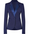 Perfect for a seamless transition from busy office days to chic city cocktails, Rachel Zoes royal tuxedo blazer is a festive choice guaranteed to add a glamorous edge to your outfit - Peaked satin lapel, long sleeves, satin buttoned cuffs, single button closure, flap pockets - Tailored fit - Team with button-downs and slim fit trousers, or go all out and wear as a suit