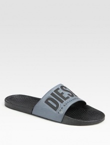Step into summer fun with ease in these comfortable slides with logo detail.Rubber upperRubber/synthetic soleMade in Italy Step into summer fun with ease in these comfortable slides with logo detail.Rubber upperRubber/synthetic soleMade in Italy