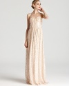 A subtle metallic print feels delicate on a soft, strapless dress from ERIN Erin Fetherson.