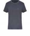 Stylish t-shirt in fine, indigo cotton - Soft yet durable material - Vintage wash has a cool, worn-in look - Classic straight, slim cut - Short sleeves, crew neck and chest pocket - Moderately long, ideal for layering - A timeless wardrobe staple great for everyday - Wear solo or pair with a cardigan or blazer and jeans, chinos or shorts