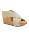 Take a trip back in time. The Miller2 sandals by Lucky Brand embrace the free-spirited fashion of the 70s with stretch linen straps on an earthy cork wedge.