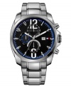 Tommy Hilfiger brings their iconic red, white and blue details to this classic steel watch design.
