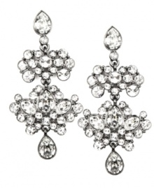 Brilliant and beautiful. The Givenchy brand is synonymous with glamour, and these stunning chandelier earrings are no exception. Crafted in hematite tone mixed metal, they sparkle with glittering glass accents. Approximate drop: 2 inches. Brilliant and beautiful. The Givenchy brand is synonymous with glamour, and these stunning chandelier earrings are no exception. Crafted in hematite tone mixed metal, they sparkle with glittering glass accents. Approximate drop: 2 inches.