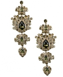 Ornate opulence. Get evening-style elegance in seconds with Givenchy's chic chandelier earrings. An intricate design glistens with the addition of glass accents in smokey quartz-colored hues. Set in brown tone mixed metal. Approximate drop: 3-3/8 inches. Ornate opulence. Get evening-style elegance in seconds with Givenchy's chic chandelier earrings. An intricate design glistens with the addition of glass accents in smokey quartz-colored hues. Set in brown tone mixed metal. Approximate drop: 3-3/8 inches.