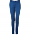 Stylish pants for fine cotton - Fashionable blue chinos are a great alternative to jeans - Narrow leg - Two back button-closure pockets and two side slit pockets - Wear to the office with a blouse, cardigan and pumps or at play with a tee and ballet flats