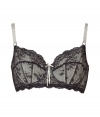 Bring luxe style to your look with this vintage-inspired bra from Elle MacPherson Intimates - All-over lace overlay, underwire, three-quarter cups, front bow, contrasting adjustable straps, back hook and eye closure - Perfect under virtually any outfit or paired with matching panties for stylish lounging