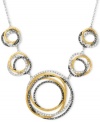 A shapely mix of sparkle and shine. Genevieve & Grace's chic circular necklace combines sterling silver and 18k gold over sterling silver with glittering marcasite accents. Approximate length: 17 inches. Approximate drop: 3/4 inch.