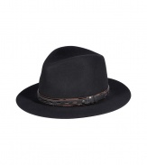 The classic black fedora gets an of-the-moment bohemian kick with this floppy and leather detailed version from Rag & Bone - Wool fedora with floppy brim and leather band - Pair with zip-detailed skinnies, a sumptuous pullover, and leather ankle boots