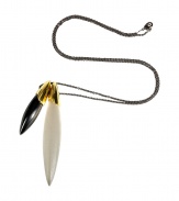 Add a fierce modern finish to your contemporary look with Alexis Bittars double pendant colorblock necklace - Lobster-claw closure, gold-toned setting with graphite and ivory double pendant - Longer length - Wear with everything from tees and blazers to cocktail dresses and fur coats