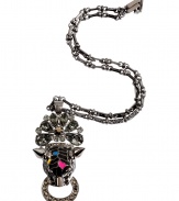 With a bold look and color-accented panther pendant, Mawis crystal embellished necklace lends a polish of hard-edge elegance to every outfit - Textured chain, blue, yellow and pink detailed panther pendant, hematite-plated brass - Wear with everything from jeans and tees to cocktail frocks and heels