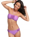 Ruffles turn up the flirt on this Hula Honey halter bandeau top -- an everyday value!