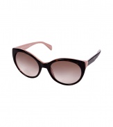 The perfect accessory for adding that cool vintage edge to your outfit, Pradas two-tone sunnies are a chic choice any way you wear them - Large round mock tortoise acetate frames with rose-colored reverse, gradient brown lenses, gold-toned insert and printed logo at temples - Lens filter category 2 - Comes with a logo embossed hard carrying case