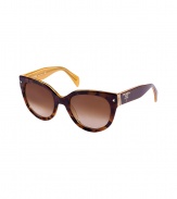 The perfect accessory for adding that cool vintage edge to your outfit, Pradas two-tone sunnies are a chic choice any way you wear them - Large round mock tortoise acetate frames with honey-colored reverse, gradient brown lenses, silver-toned insert and printed logo at temples - Lens filter category 2 - Comes with a logo embossed hard carrying case