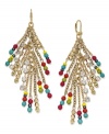 Fringe benefits. With a splash of multicolored beading here and a touch of rhinestone there, INC International Concepts' bold drop earrings are a vivacious addition to your collection. Set in 12k gold-plated mixed metal. Approximate drop: 3-3/4 inches.