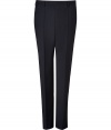 Streamlined and sleek, these classic wool pants from Baldessarini bring elegant appeal to any ensemble - Flat front with button tab, belt loops, off-seam pockets, back welt pockets with buttons - Straight leg with crease detail - Style with a matching blazer or a cashmere pullover and leather jacket