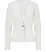 Get the look of the moment with See by Chlo?s collarless white cotton jacket, a pristine choice for finishing warm weather outfits - Collarless, long sleeves, tack-stitched cuff detailing, front slit pockets, single front button closure - Tailored fit - Wear over a silk tee with skinny jeans and heels