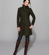 Sharp and chic, Nine West's stand collar coat makes a stylish first impression this season! (Clearance)