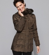 When cold temperatures are calling, slip on this chic down puffer coat from London Fog and battle the elements in style. (Clearance)