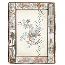 Uniquely styled multi-print beaded glass frame with vintage alphabet/writing design.